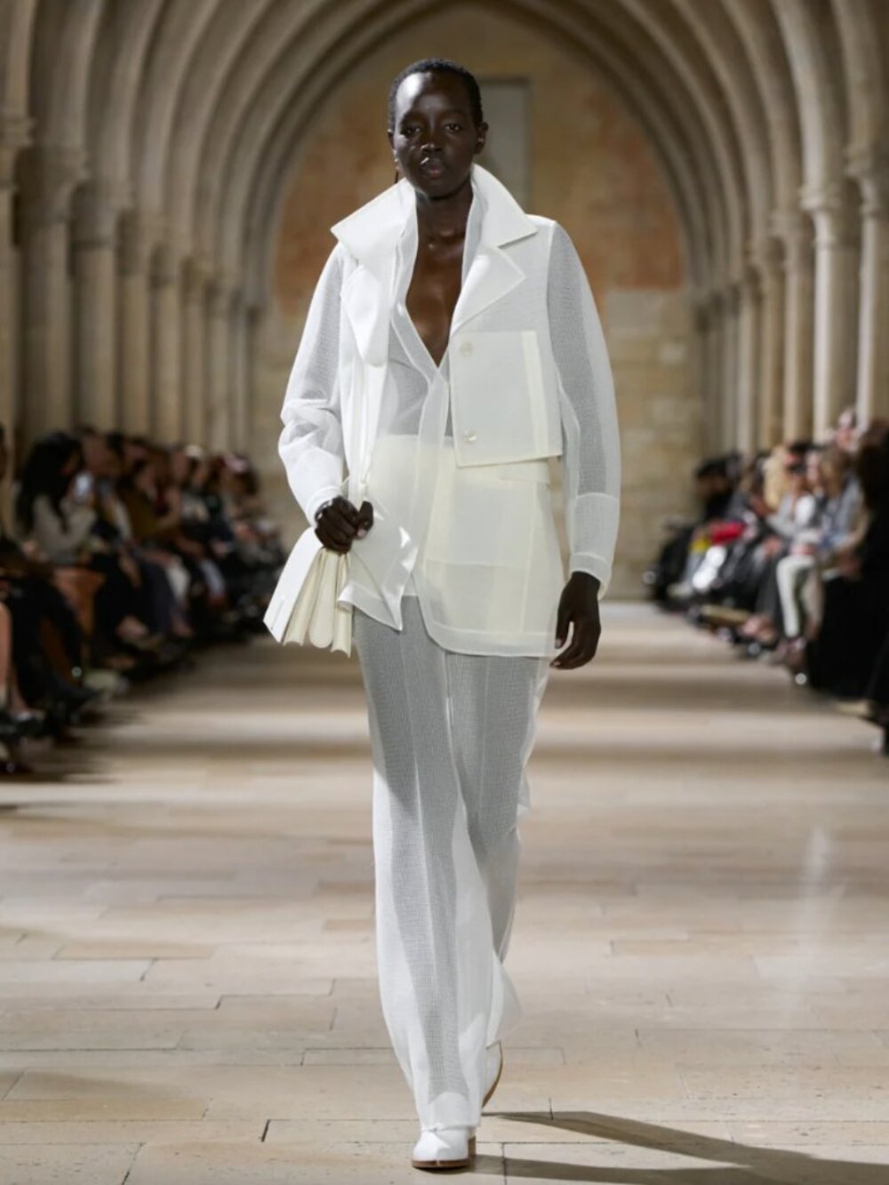 Akris Cropped Alice Jacket in Sheer Techno-Grid